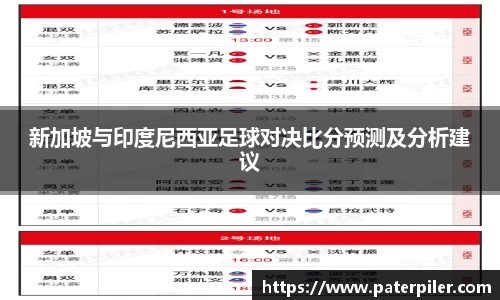 新加坡与印度尼西亚足球对决比分预测及分析建议